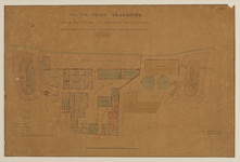 216576 Plattegrond van het gebouwencomplex van de koperpletterij en gasfabriek van W.H. de Heus, gelegen tussen de ...